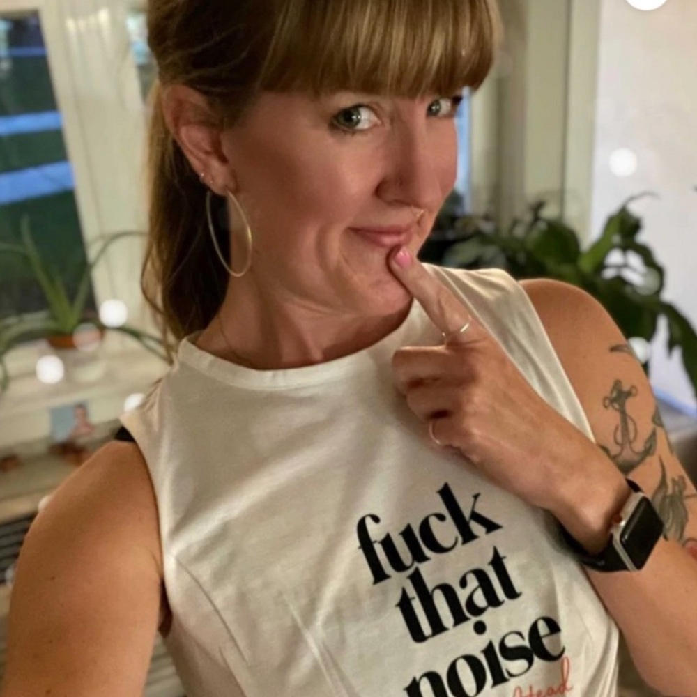 Fuck That Noise In Your Head Long Sporty Racerback Tank Yoga Bitch NWT